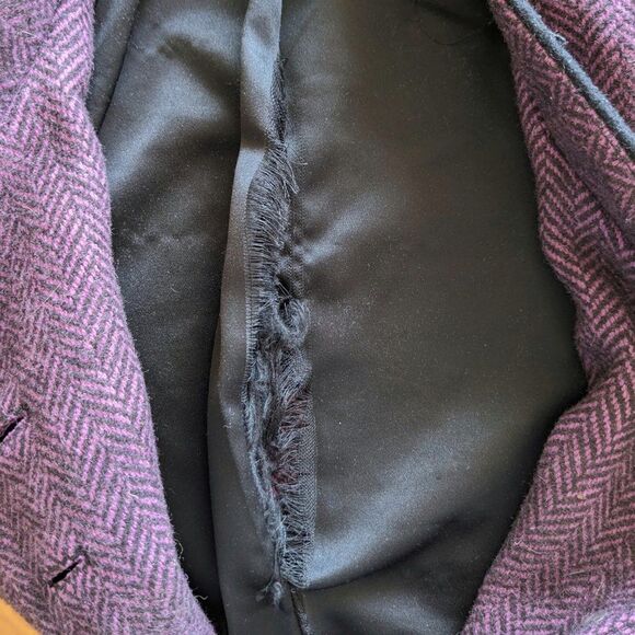 VTG. Y2K BETSEY JOHNSON Purple Wool Blend Herringbone Tweed Peplum Jacket Sz 4 - Picture 8 of 8